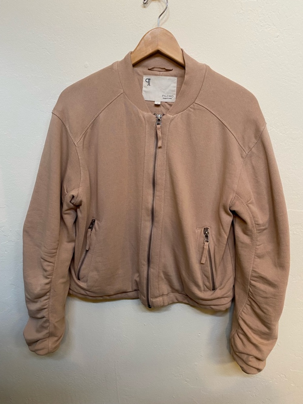 Pilcro Blush Pink Zip Front Bomber Casual Utility Jacket Small Anthropologie